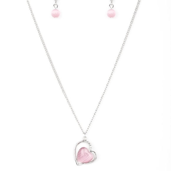 "Love Of My Life" - Pink Moonstone Heart Necklace - Picture 3 of 3